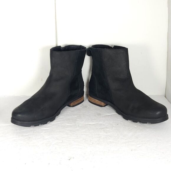Sorel Women’s Emilie II US 7 Black Suede Leather Side Zip Ankle Boots Booties - Picture 7 of 14